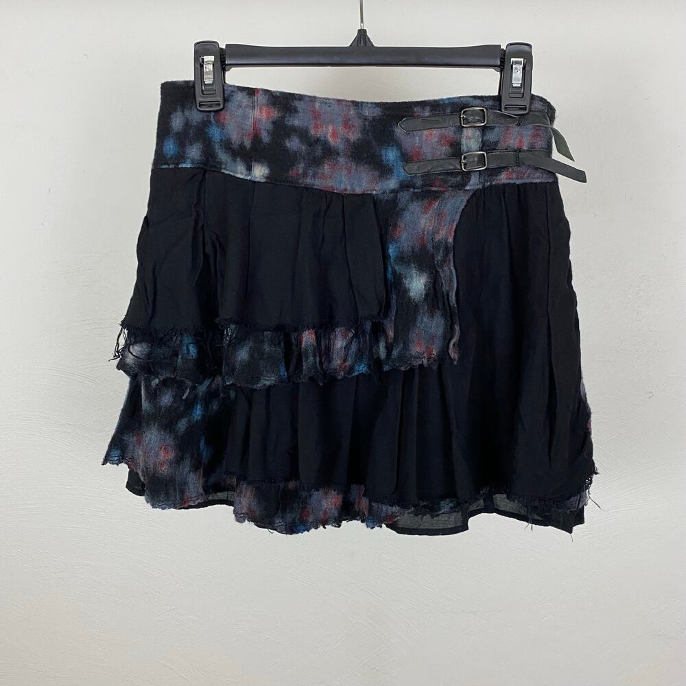 Free People Pleated Floral Skirt - Black - Size Medium